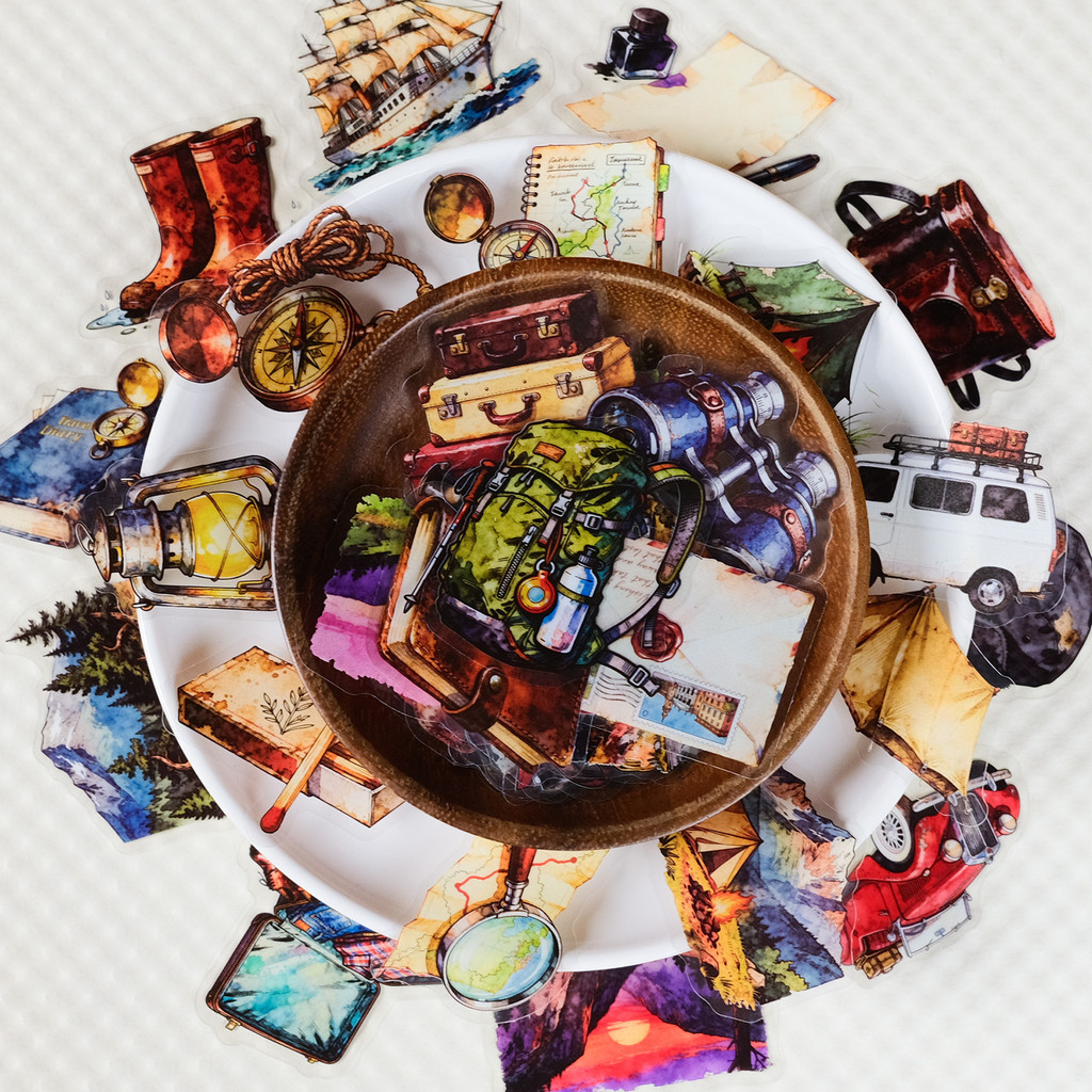 Outdoor Adventure Store - 56Pcs Vintage Travel Outdoor PET Stickers