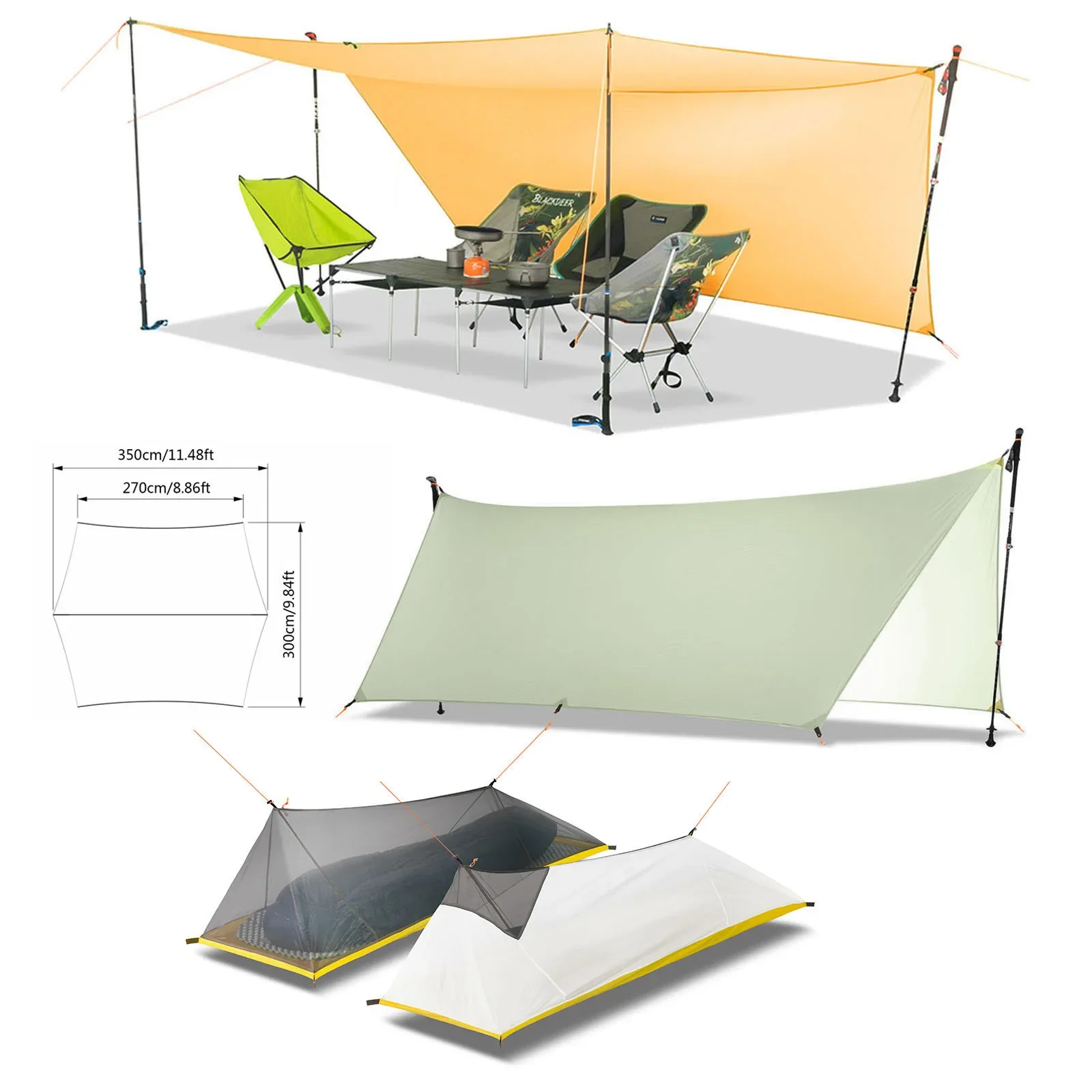 Hammock Rain Tarp - Ultralight 450g 20D Double-Sided Silicon Coating