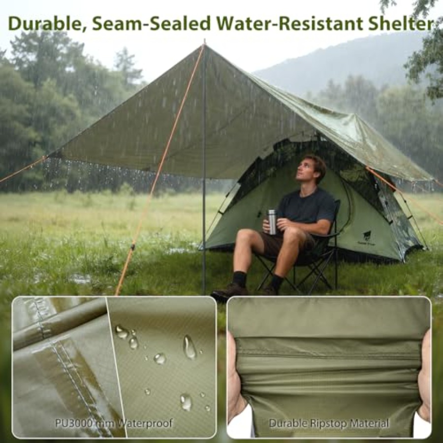 17 × 10 Feet Large Camping Ten - Hammock Rain Tarp のレビューと価格