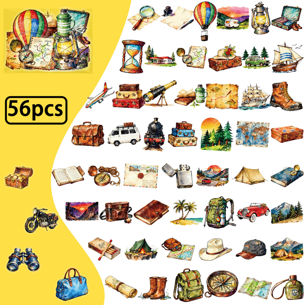 56Pcs Vintage Travel  Outdoor  - Outdoor Adventure Store のレビューと価格