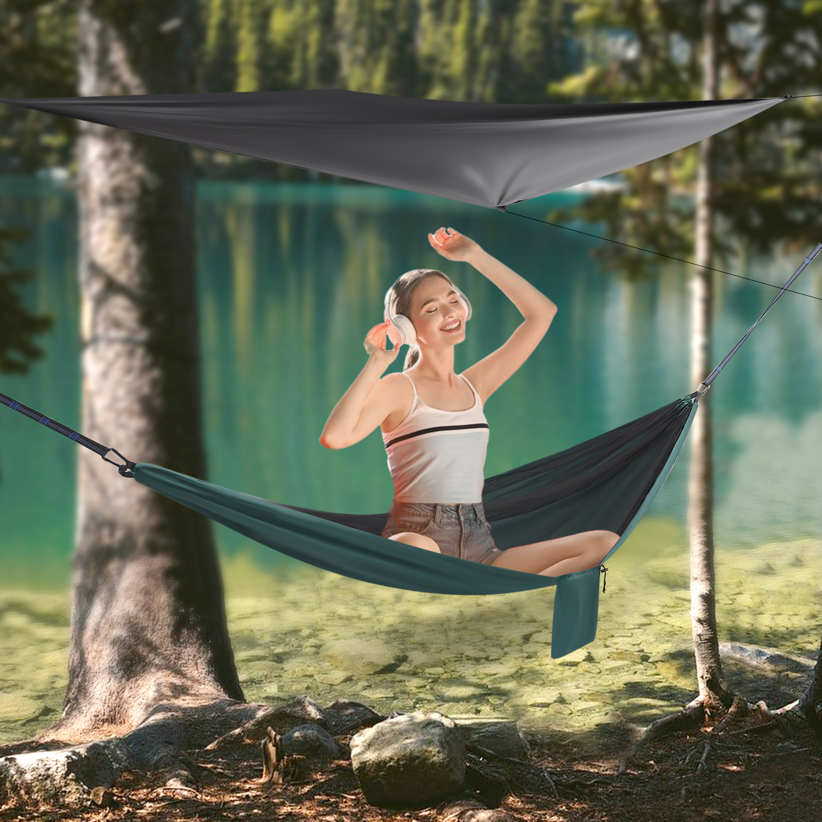 Camping Hammock with Mosquito  - Hammock Rain Tarp のレビューと価格