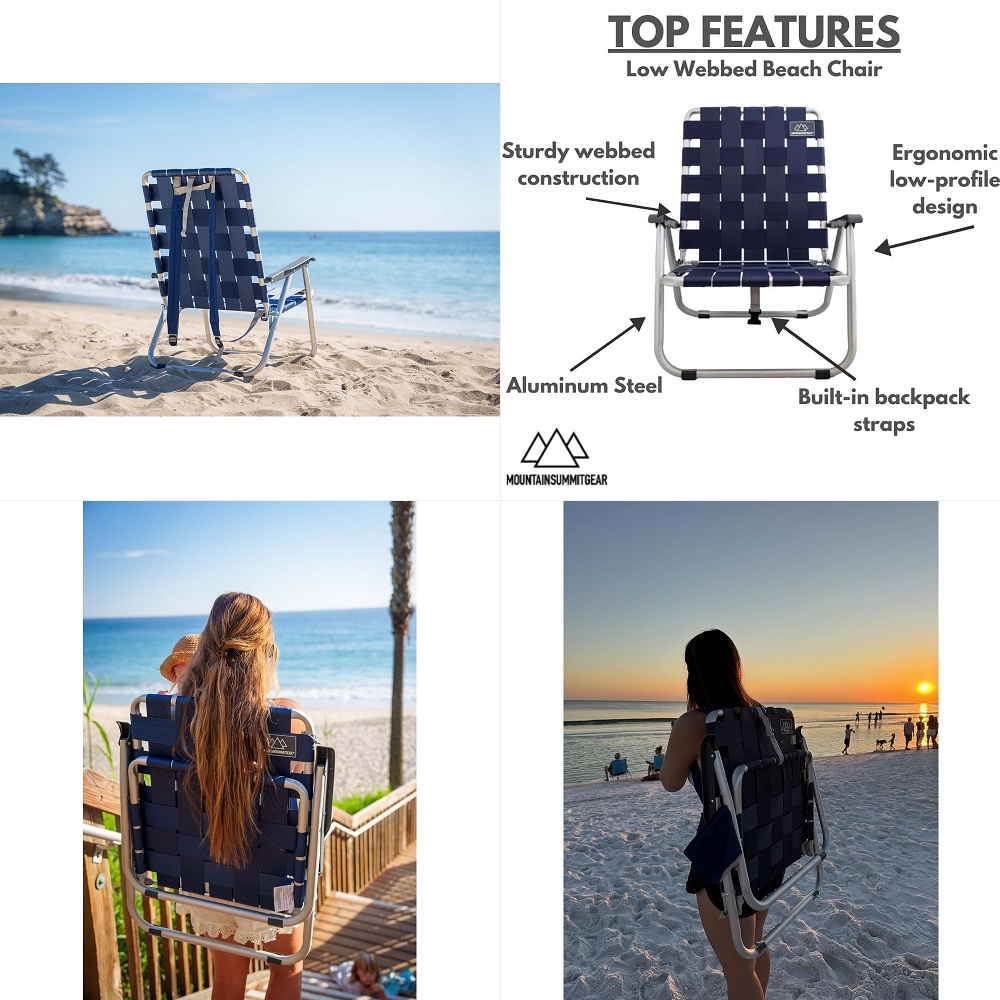 Low Webbed Beach Chair with Ba - Outdoor Adventure Day のレビューと価格